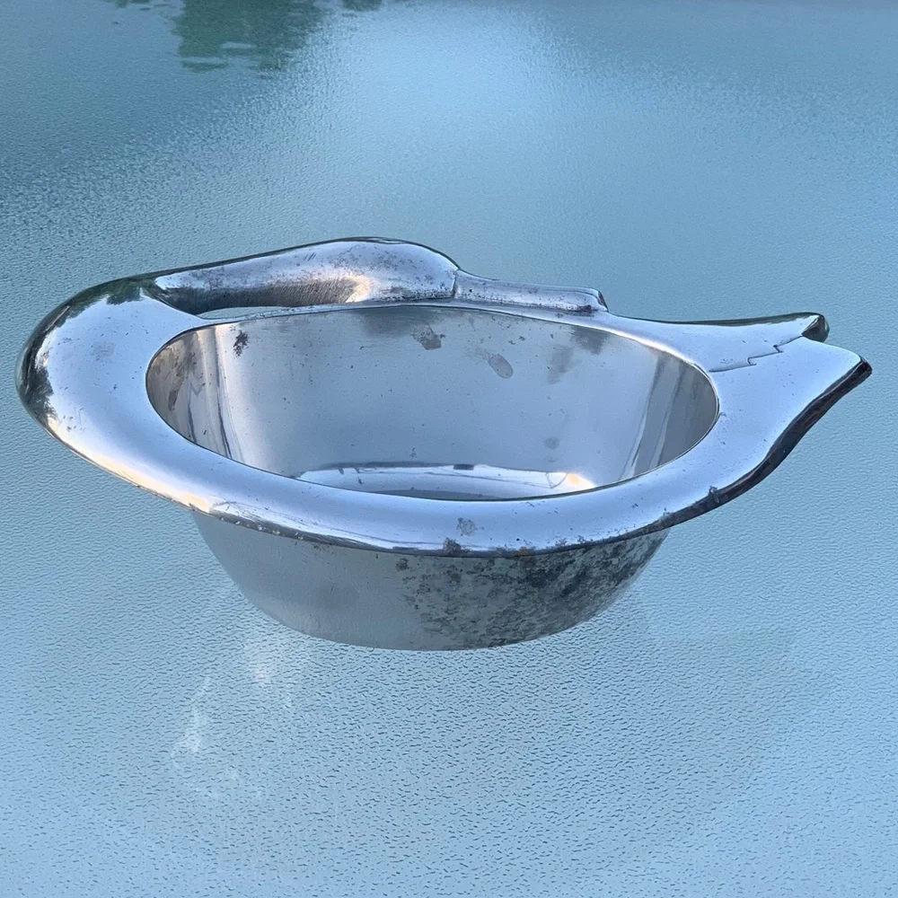 Pewter Swan Wine Bottle Trivet / Decorative Trinket Bowl